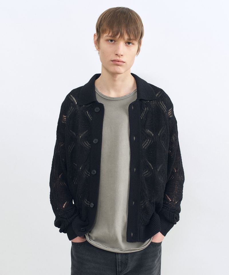인사일런스 INSILENCE 크로쉐 칼라 가디건 카디건 BLACK IM2E2KT05BK 1171936