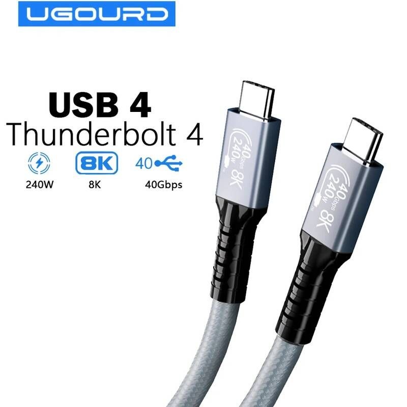 UGOURD [해외] UGOURD USB4 케이블 40Gbps 240W 썬더볼트 4 타입 C 고속 충전 케이블 썬더볼트3 USB C-C 데이터 전송 케이블 (EGPU용) 1101657