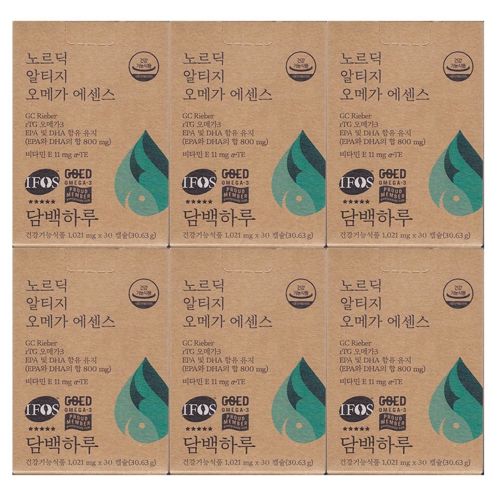 담백하루 노르딕 알티지 오메가3 에센스 1090mg x 30캡슐 6개 / 써클