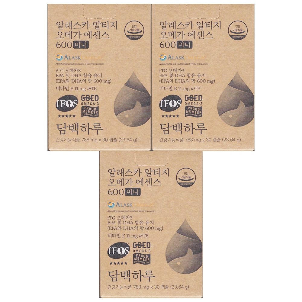 담백하루 알래스카 알티지 오메가 에센스 600 미니 788mg x 30캡슐 3개 / 써클