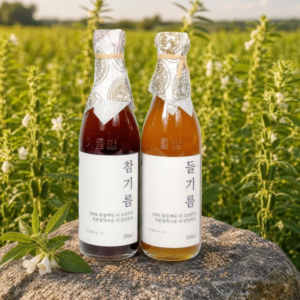 [오늘출발] 건담농수산 저온압착 참기름 180ML+들기름 180ML세트 청년참기름 시골 통참깨