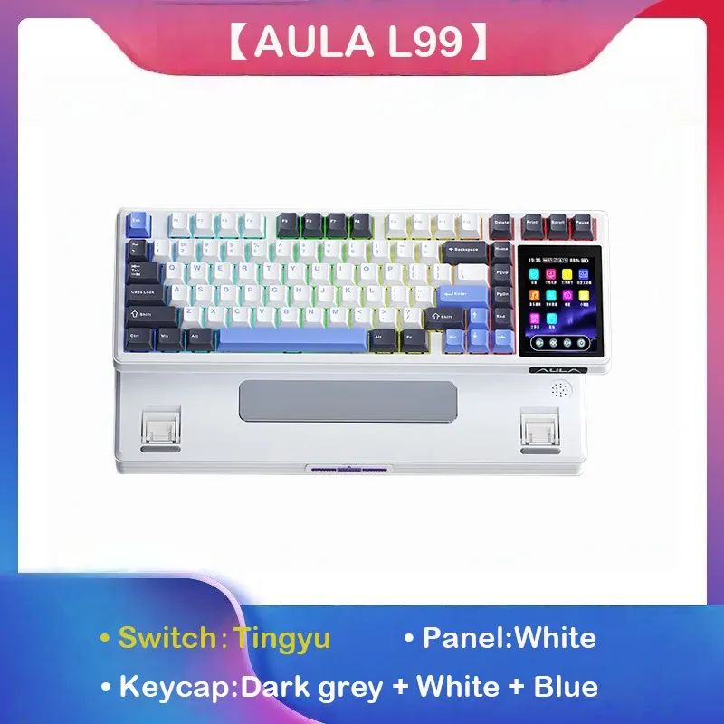 선전과학기술 [해외] AULA L99 지능형 스크린 기계식 키보드 무선 트라이모드 8000mAh 레인드롭스위치