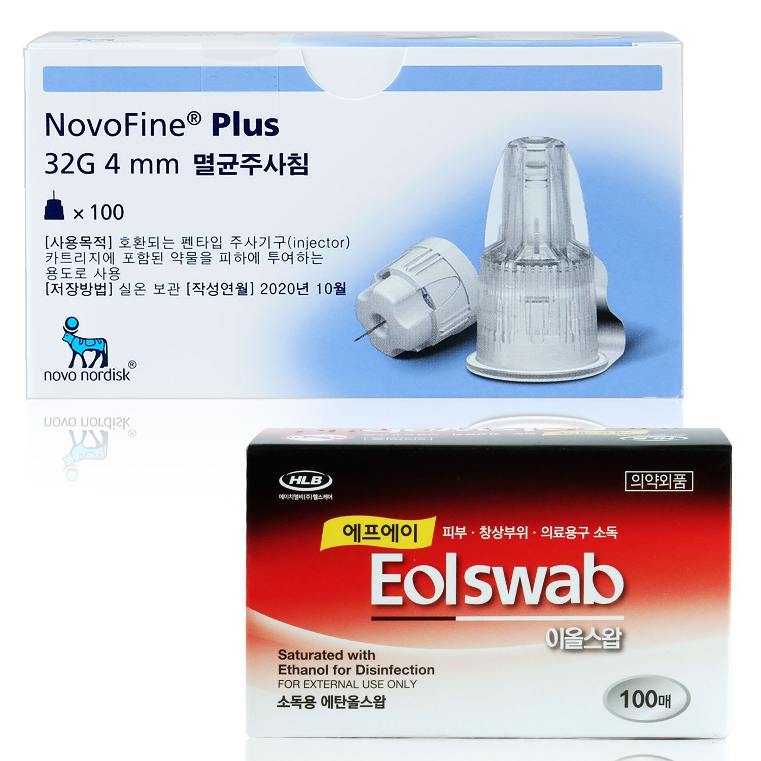 [오늘출발] 노보파인 플러스 인슐린 펜니들 32G 4mm 100입+이올스왑 100매 NovoFine 멸균 주사침 주사바늘 주사기 시린지