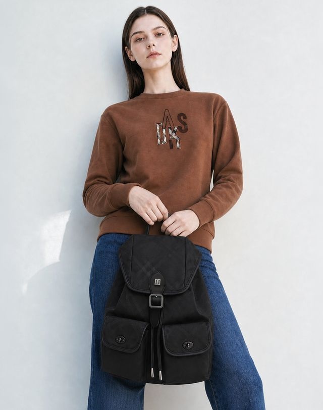 닥스 [26FW] [ONLINE EXCLUSIVE] 블랙 DD로고 하우스체크 백팩 DNGF6F906BK