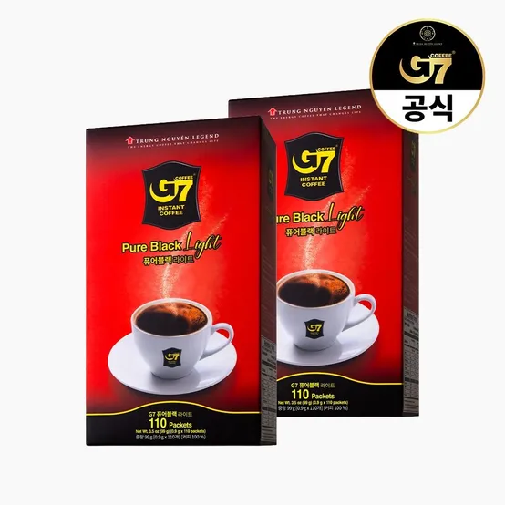 [NEW] G7커피 퓨어블랙 라이트 0.9g X 110개입 X 2박스  (총 220개입)