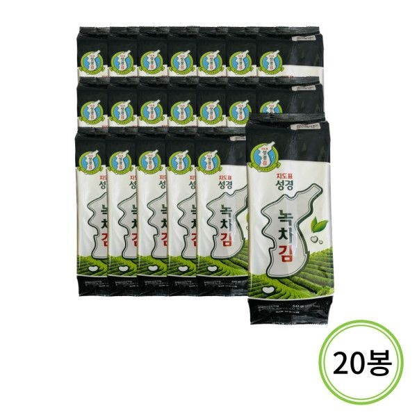 [지도표 성경김] 녹차 조각김 대 50gx20봉 한박스
