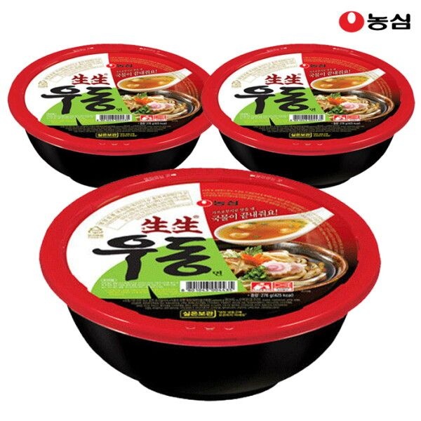 농심 생생우동용기 276g x 3개