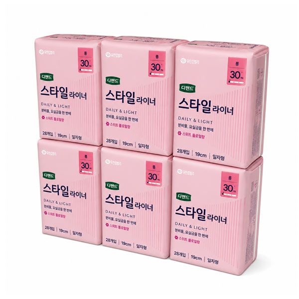 디펜드 스타일 라이너 여성 스위트플로럴향 롱 (19cm) 28매X6팩 총 168매 팬티라이너