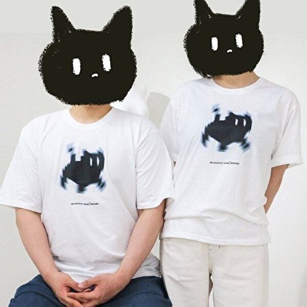 고양이티 으아아 착시 고양이 티셔츠 반팔 티 3D 픽셀 프린팅