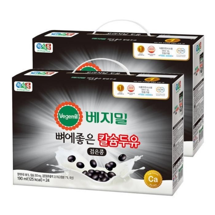 베지밀 뼈에좋은 칼슘 검은콩 두유 190ml 48팩