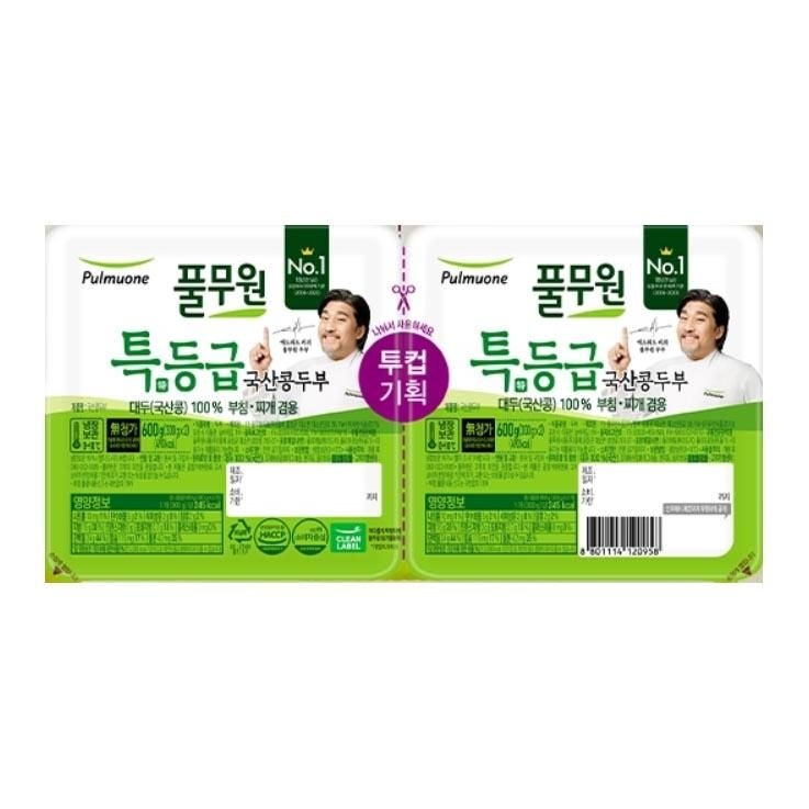 풀무원 특등급 국산콩두부 300g 2개 된장찌개 조림 두부반찬 엄마손맛 찌개