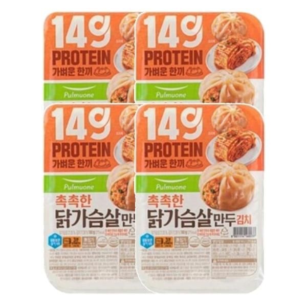 풀무원 촉촉한 닭가슴살만두 김치 180g 4개 아이들간식 캠핑 자취생 야식 혼밥