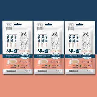 시니멀 캣수프 7세이상 노령묘용 고양이츄르 닭+연어 이뮨 (면역력구내염) 50g x 3봉