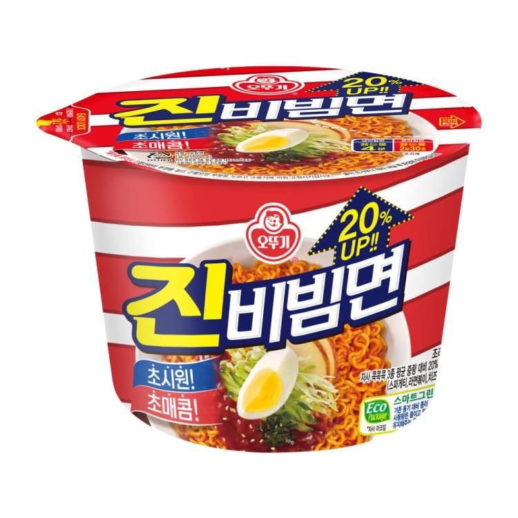 오뚜기 진비빔면 큰컵라면 기숙사 자취생 회사 134g 12개