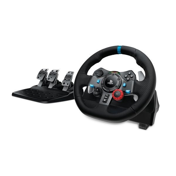 Logitech G [해외] Logitech 로지텍 G29 Driving Force 레이싱 휠 플로어 페달 리얼 포스 피드백 스테인리스 스틸 패들 시프터 PS5 PS4 PC Mac용