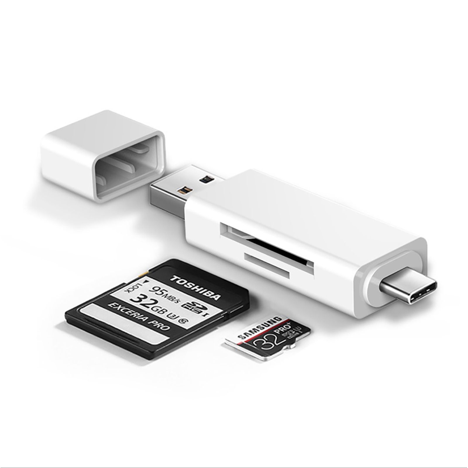 (현대Hmall) 라온 CR-100C USB3.0 C타입 OTG SD리더기 마이크로SD 멀티카드리더기 화이트