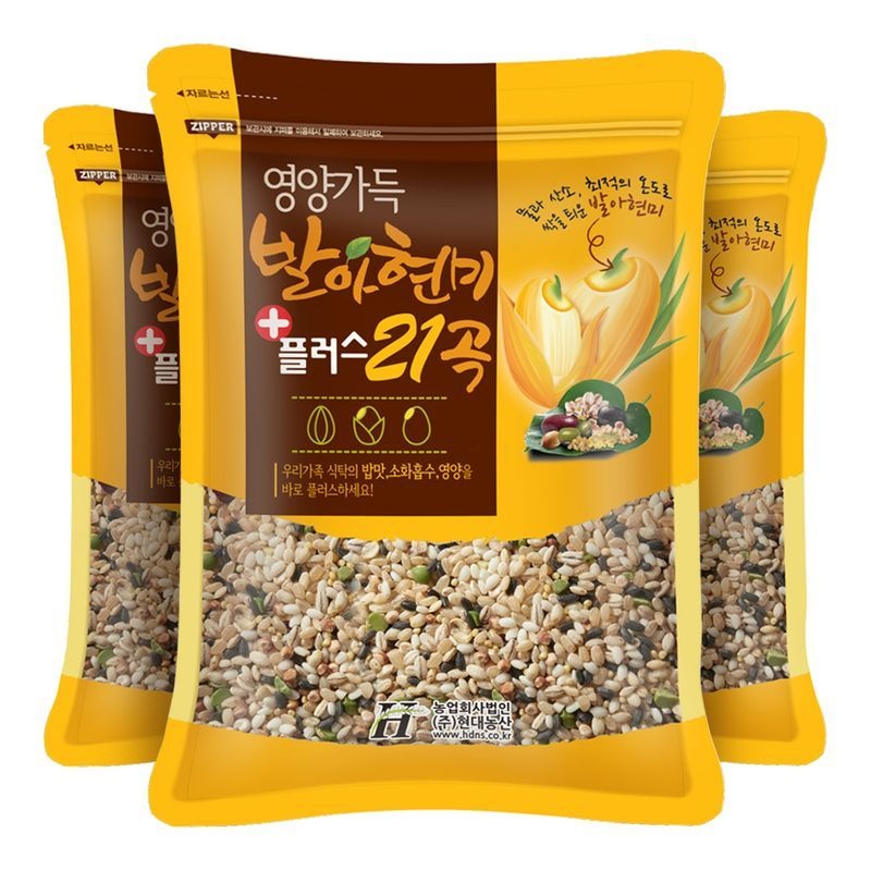 현대농산 발아현미 21곡 1.8kg (600gx3봉)
