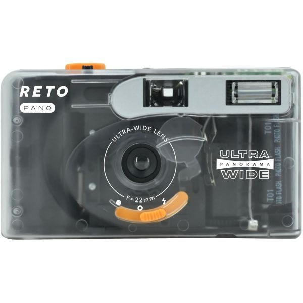 RETO [해외] RETO 레토 PANO 35mm 필름 카메라 22mm 광각 렌즈 파노라마 촬영 간편한 전환 시네마틱 모드 커버 내장 플래시 재 AAA 배
