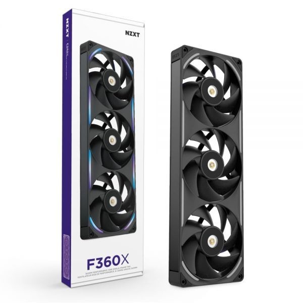 [해외] NZXT F360X 360mm 싱글 프레임 PWM RGB 퍼포먼스 팬 블랙 3개의 120mm 팬이 장착된 유닛. 최대 풍량 정압 CAM 동기화 조명. 31