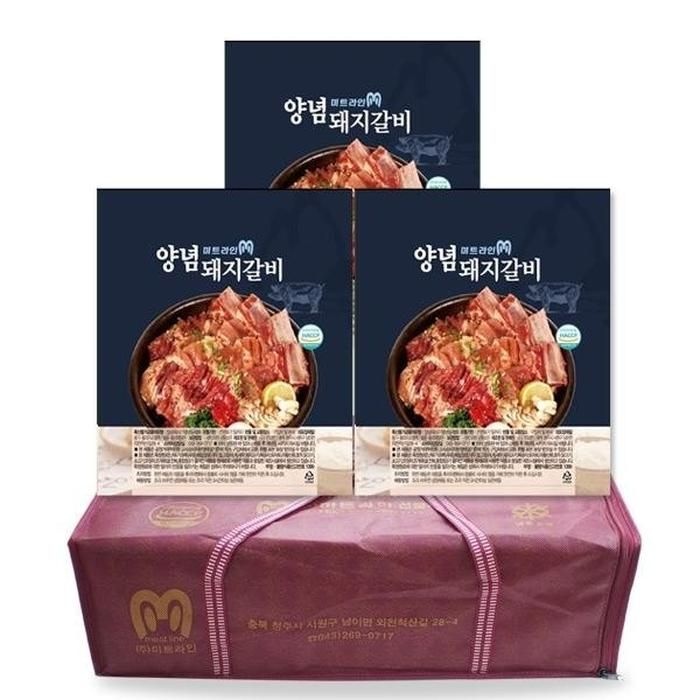설선물 명절 미트라인 양념돼지갈비 선물세트 1kg 3팩