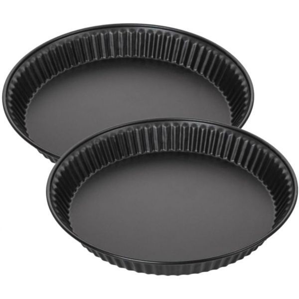 [해외] 젠커 9915150 키슈 틀, 2개 세트, 로렌 디자인, 케이크 틀, 28cm, 키슈 몰드, 스틸, 블랙, 28 x 4cm