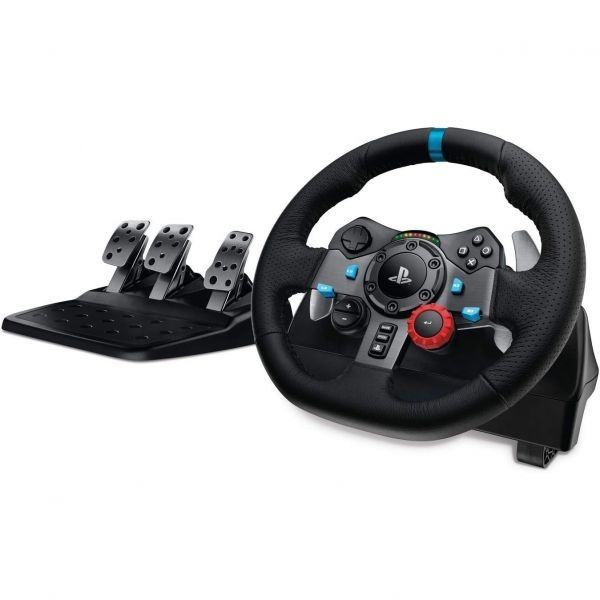 Logitech G [해외] Logitech 로지텍 G29 Driving Force 레이싱 휠 플로어 페달 리얼 포스 피드백 스테인리스 스틸 패들 시프터 가죽 스티어