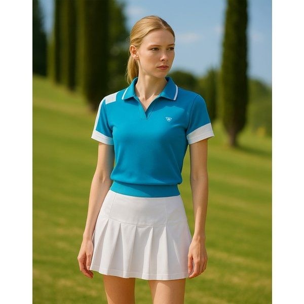 <매장정품> 닥스골프 [25SS [PREMIUM 터키쉬블루 돌먼 슬리브 스카시로고 강연 풀오버 DNSW5B520T2 511522