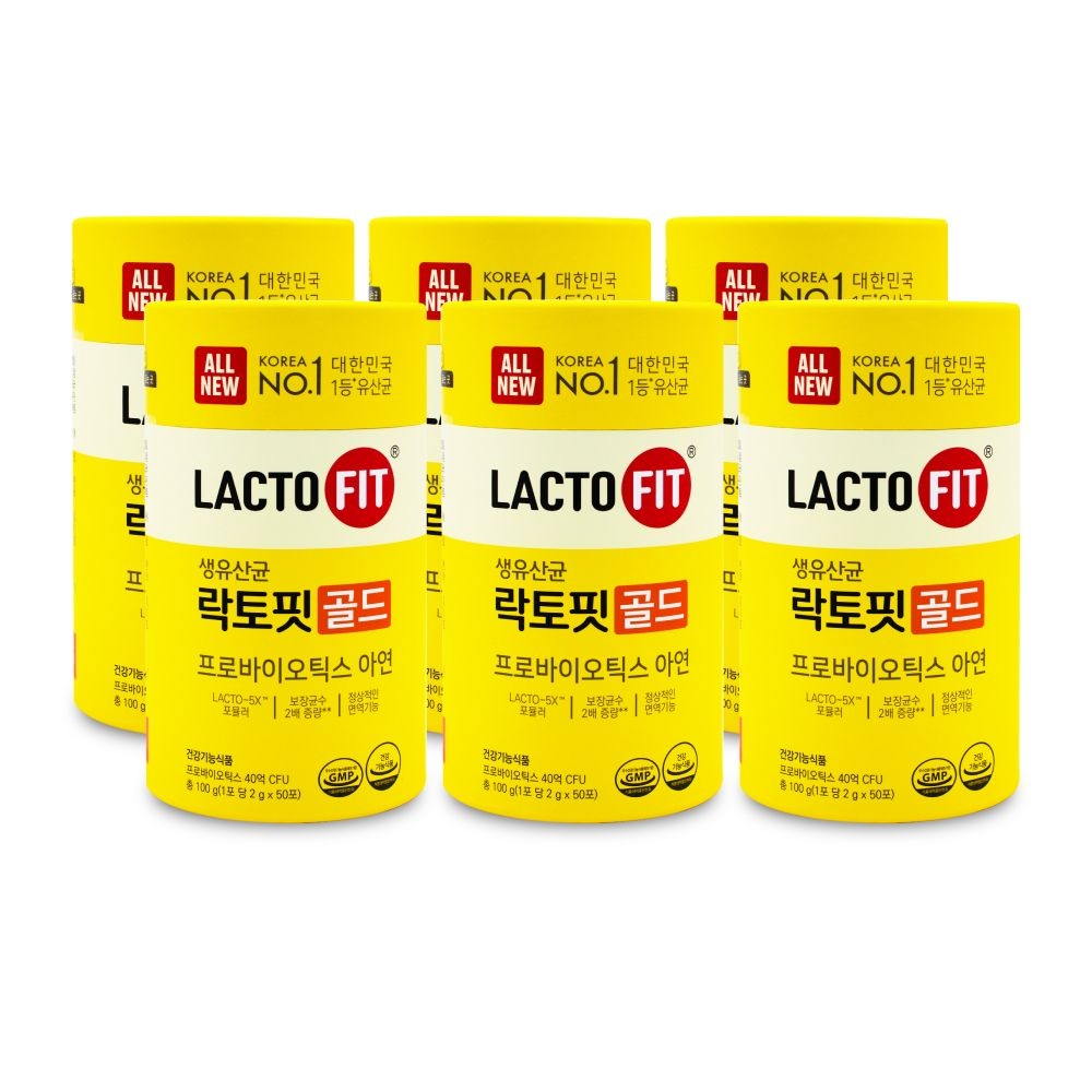 종근당건강 올뉴 생유산균 락토핏 골드 프로바이오틱스 아연 2g x 50포 X 6통 I