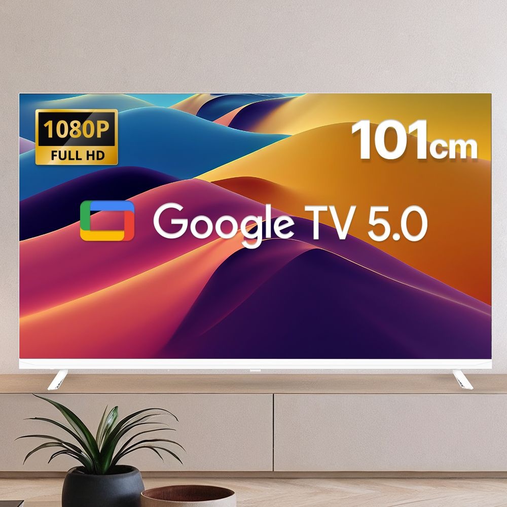 [오늘출발] 위드라이프 구글 40인치 FHD 스마트TV 화이트슬림 고화질 안드로이드TV 에너지1등급티비