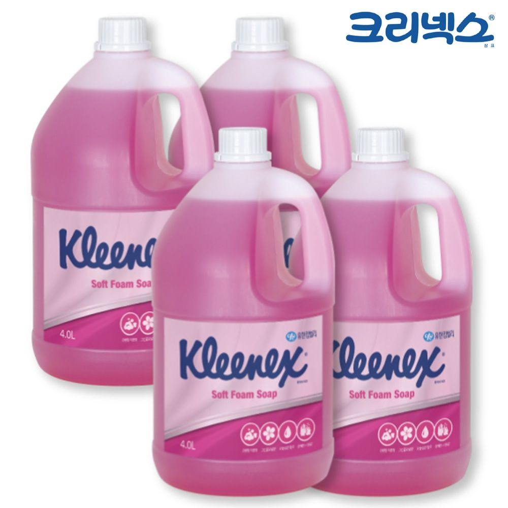 크리넥스 핸드워시 그린플로럴향 4L X 4개 거품손세정제 소프트폼솝핸드워시 손세정비누