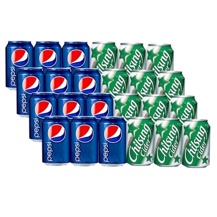 롯데칠성사이다 업소용 355ml12캔+펩시콜라 업소용 355ml 12캔