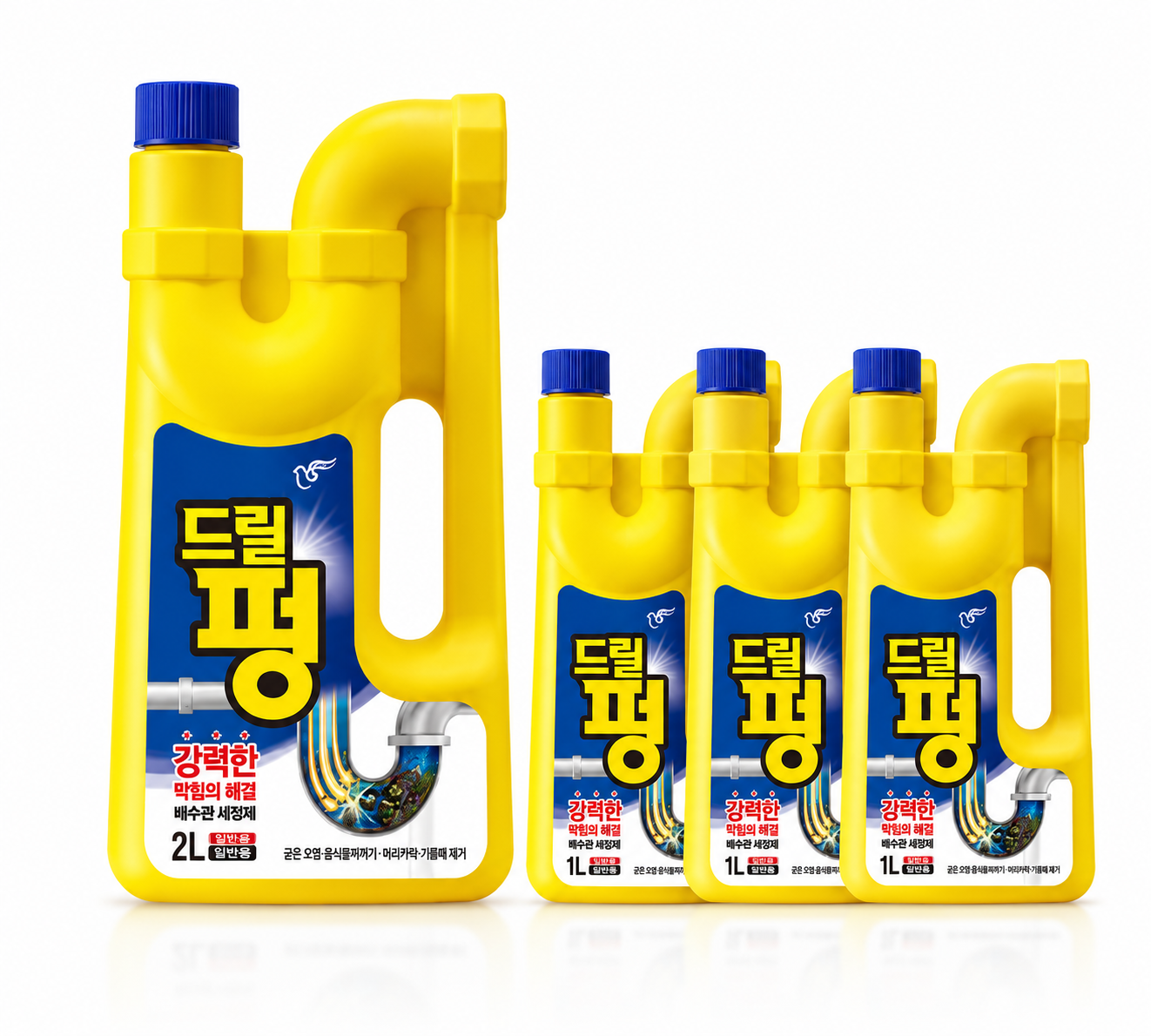 피죤 배수구 세정제 드릴펑 1L 3개, 2L 1개