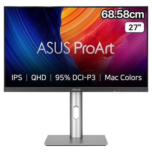 에이수스 QHD ProArt Display IPS 120Hz 350cd sRGB 100 DCI P3 95 멀티스탠드 전문가용 모니터, 68.58cm, PA278QGV