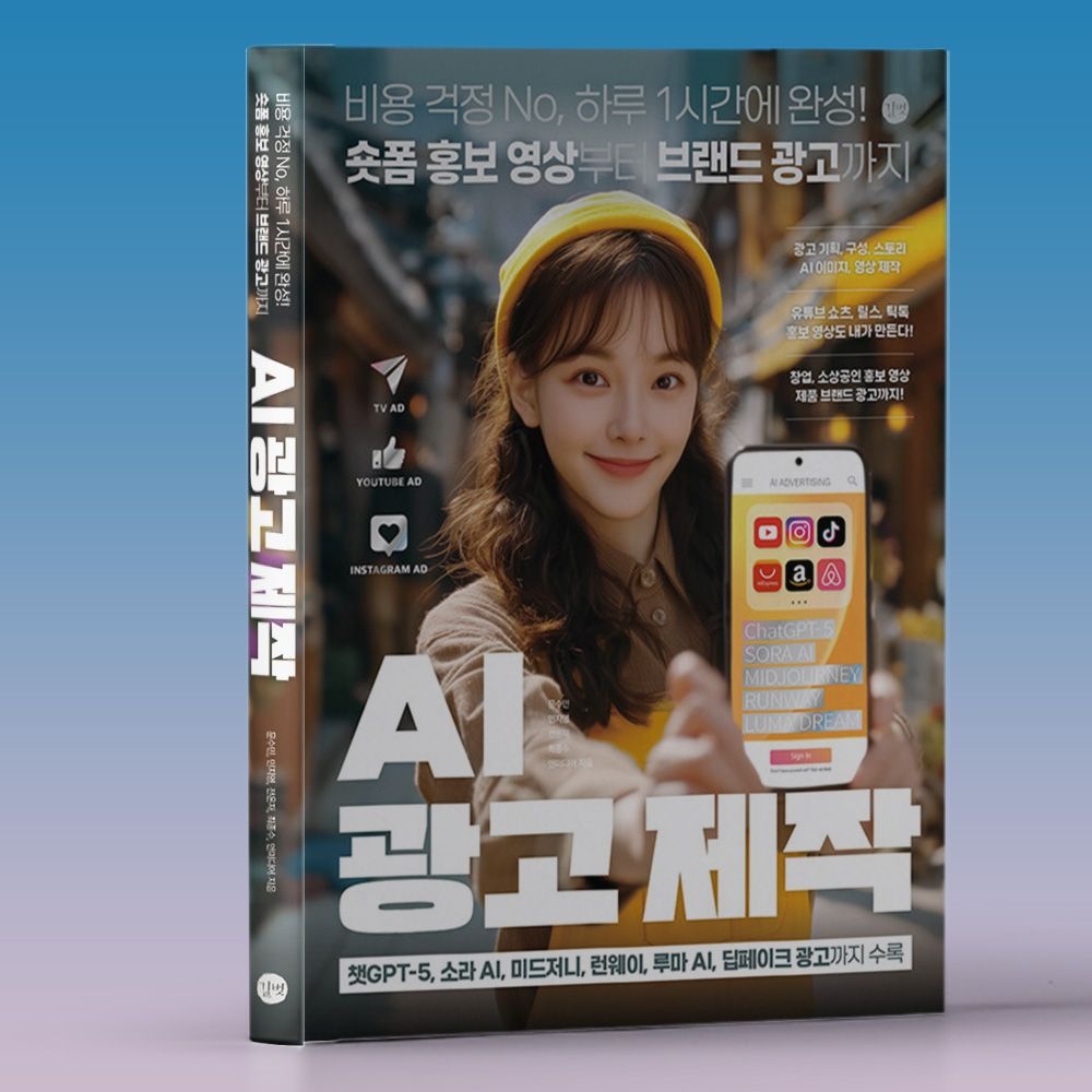 딥페이크 미드저니 소라 루마 AI 사용 광고 제작하기 책 교재 길벗