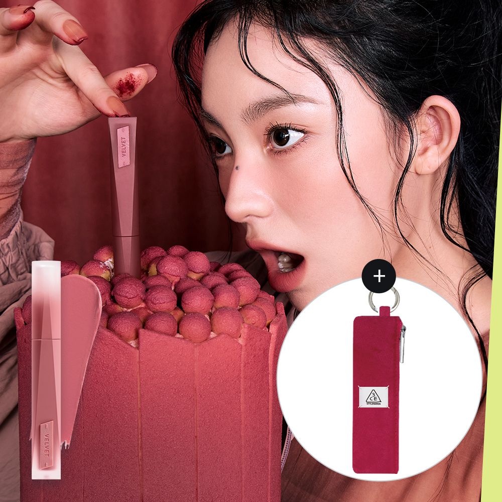 (현대Hmall) 3CE NEW 벨벳 립 틴트 플러쉬+벨벳 파우치 키링