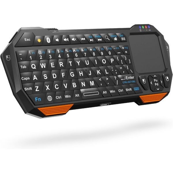 [해외] Fosmon 미니 블루투스 키보드 QWERTY 키패드 터치패드 내장 무선 휴대용 Apple TV Amazon Fire Stick PS4 Pro PS5 HTPC IPTV VR 안경