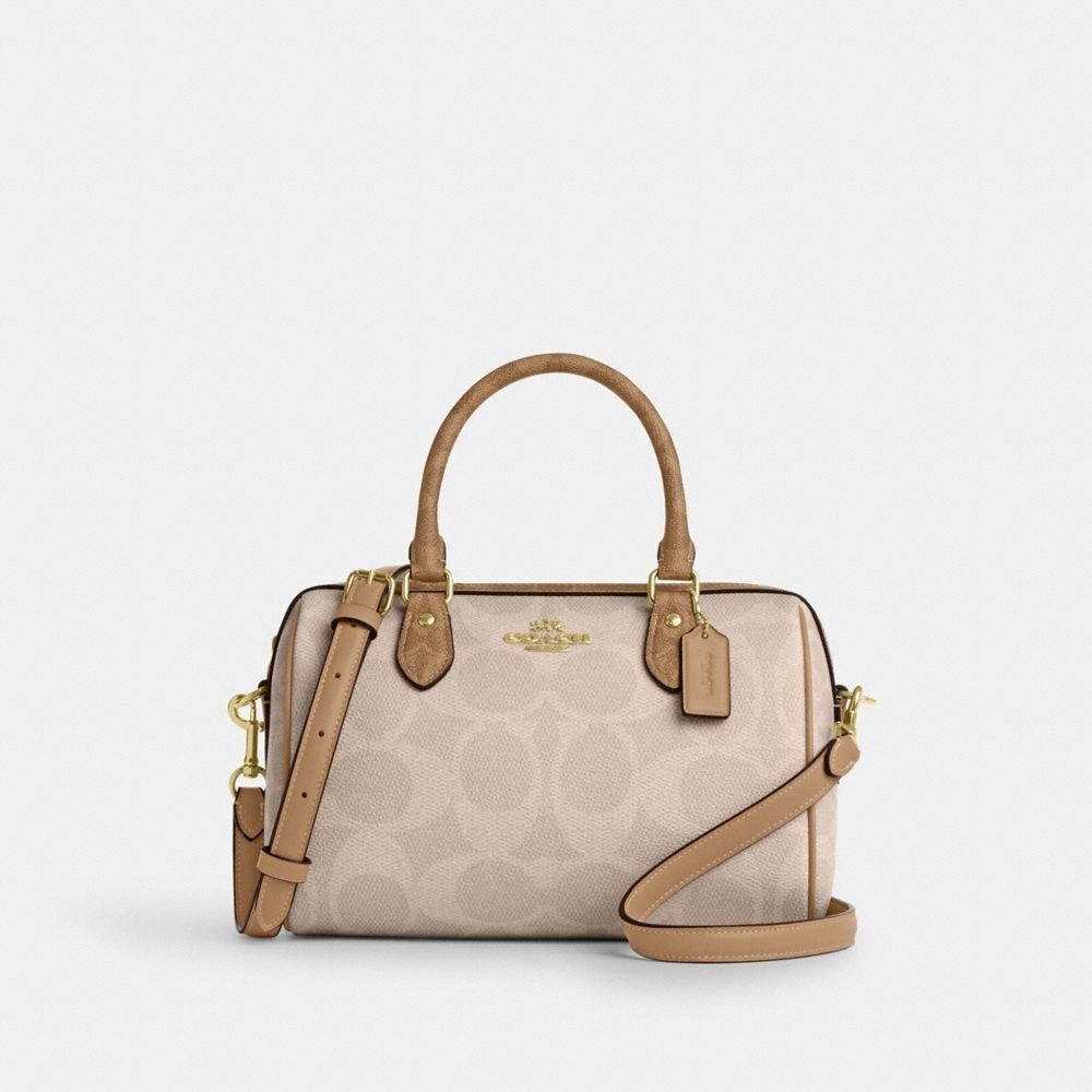 COACH [해외] 코치 로완 사첼백 블록 시그니처 캔버스 골드/샌드/탄 CES83