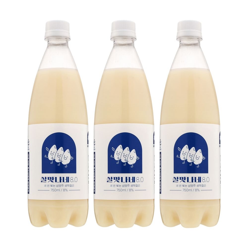 세번빚은 살맛나네8.0 750mlx3병 삼양주 쌀막걸리