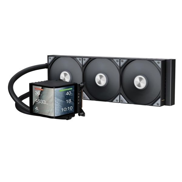 [해외] TRYX 트릭스 Panorama 360 360mm AIO 6.67'' AMOLED 곡면 스크린 3D 아나모픽 효과 맞춤형 쿨러 Asetek 대 V2 320W TDP 마그네틱 퍼