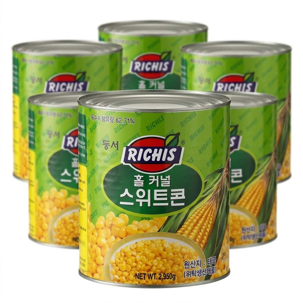 리치스 홀 커널 스위트콘 2.95kg 6개 업소용 대용량 옥수수 캔 통조림