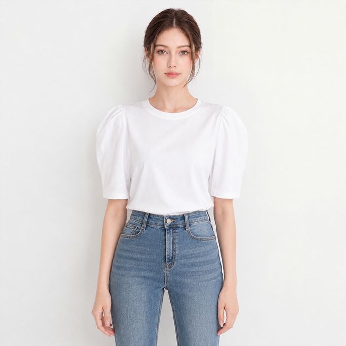 숄더 퍼프 반팔티셔츠_O2604TS079B