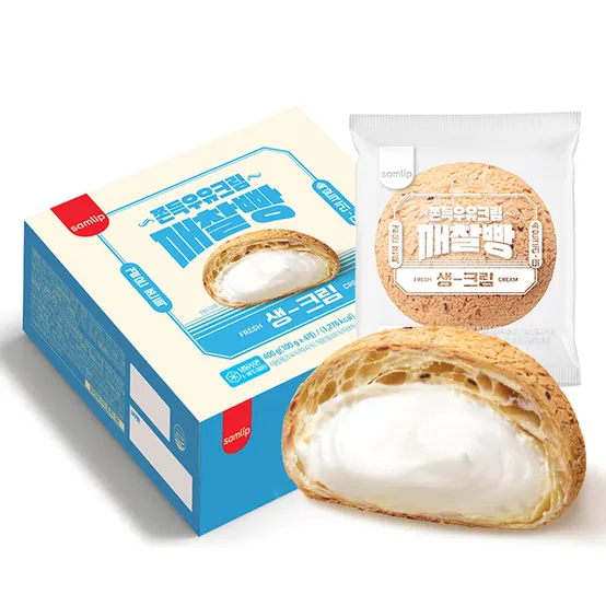 삼립 쫀득우유크림 깨찰빵 400g 1박스 (4입, 우유크림/초코크림)