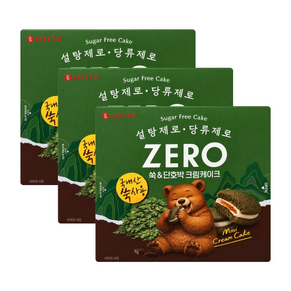 롯데리아 롯데 제로 쑥&단호박 크림케이크 171g x 3개