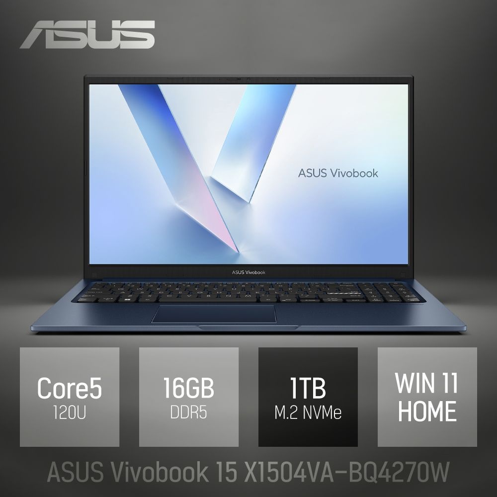 ⓒ ASUS 비보북 15 X1504VA-BQ4270W 코어5 / 120U 16GB 1TB WIN11 / 16인치 가성비 사무 업무용 노트북