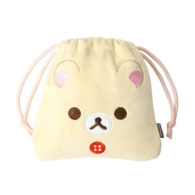リラックマ 鼻リラックマ 絞りポーチアイボリー1個化粧品小物復調リーポーチ収納女性用品ギフトキャラクターポータブル