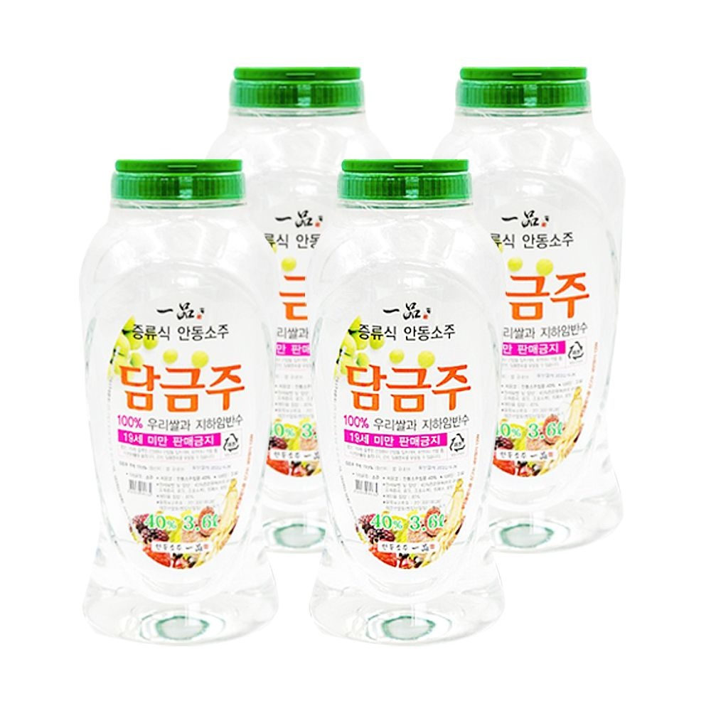 [롯데백화점] 전통주애 안동소주일품 담금주 40도 3.6L 4병 담금소주