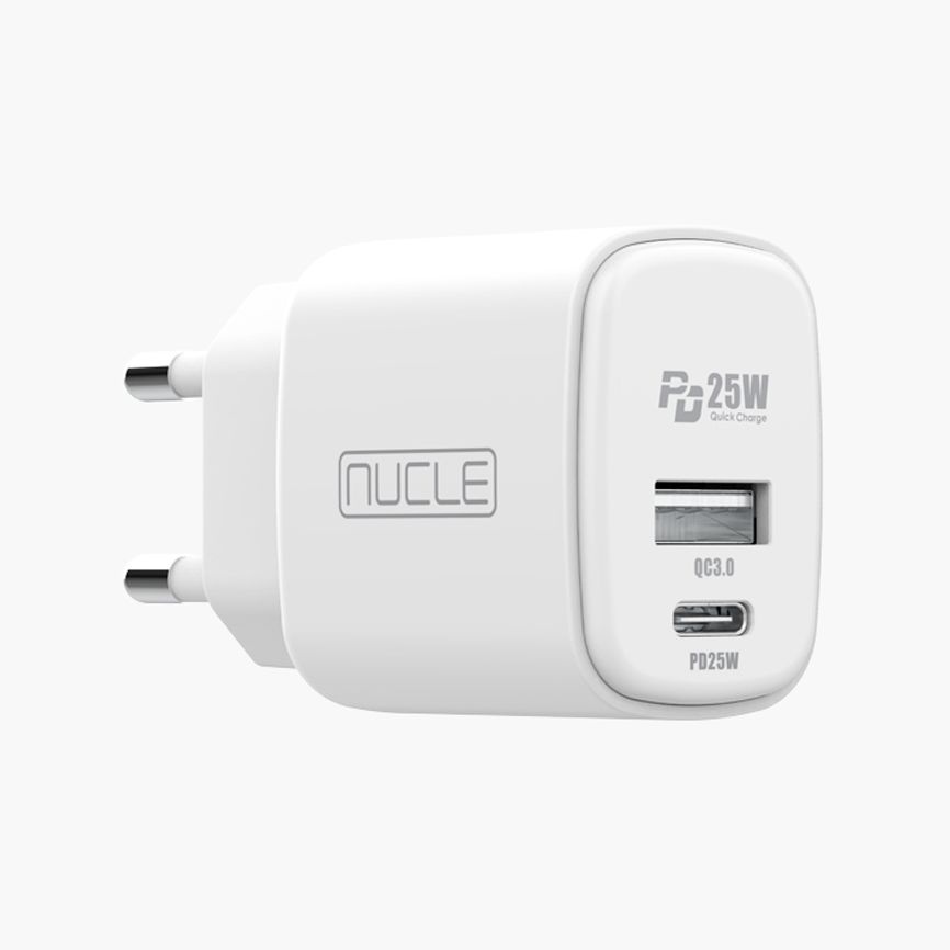 뉴클_ 가정용 PD 25W 2포트 헤드 USB-C/A (케이블 미포함)