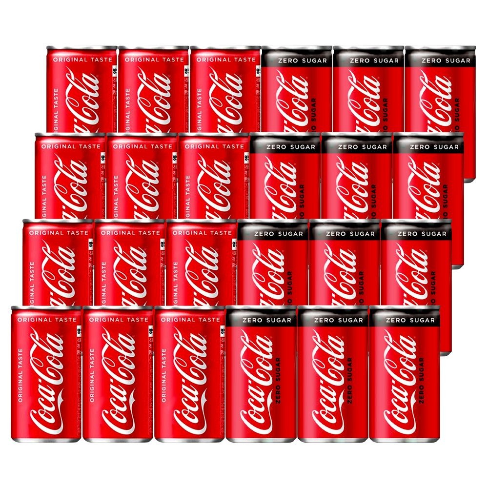 코카콜라 + 코카콜라제로 190ml 미니캔 혼합 24개 사무실음료