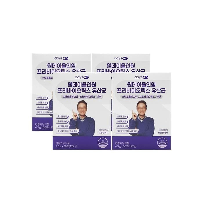 [오늘출발] 데이즈온 오한진 원데이올인원 프리바이오틱스 유산균 4.3g x 30포 x 4박스