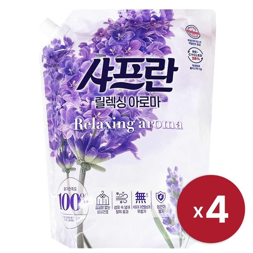 [LG생활건강] 샤프란 섬유유연제 릴렉싱 아로마 2.1L 리필 x 4